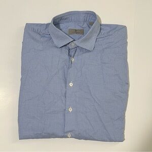 Canali Men’s Blue Houndstooth Long Sleeve Dress Shirt Size 43/17 Italy